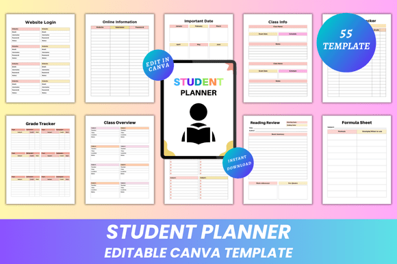 Download Editable Student Planner Canva KDP - Premium Resources