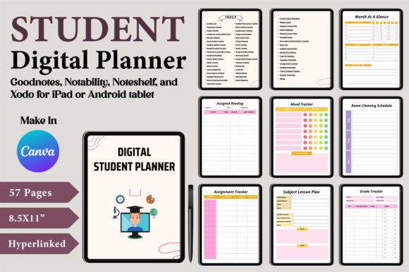 Download Digital Student Planner Canva Templates - Premium Resources